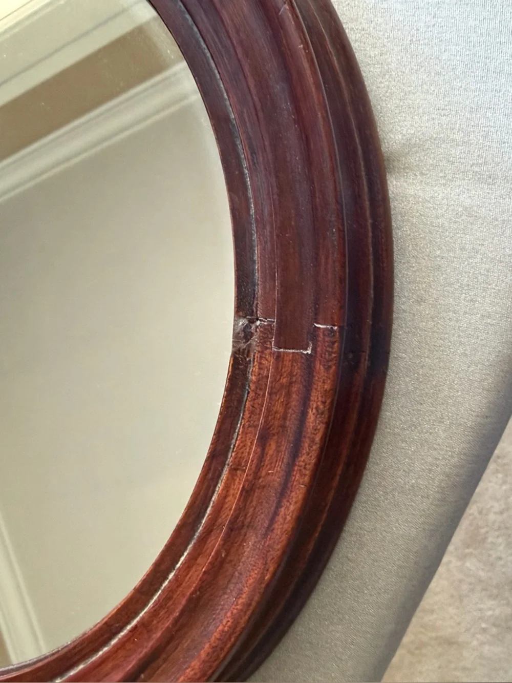 Antique Mahogany Oval Mirror | Vintage Wood Frame Wall Mirror | Classic Decor